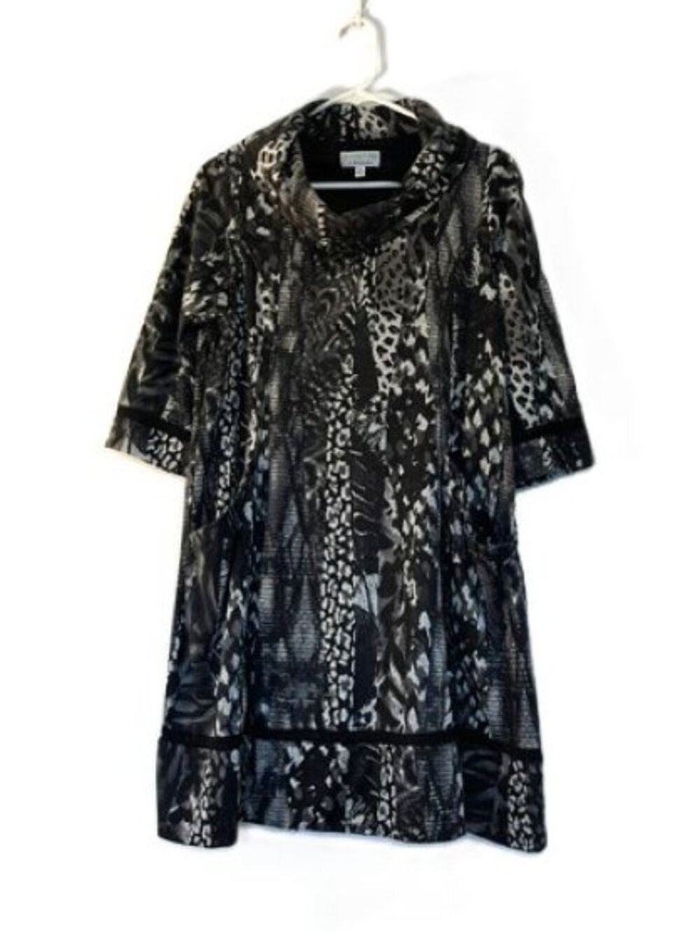 Signature by Bobbie Bee Black and White Dress with Animal Print Pattern